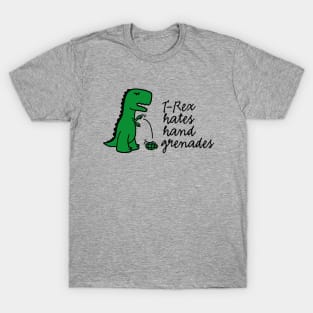 T-rex hates hand grenades army infantry soldier funny military veteran T-Shirt